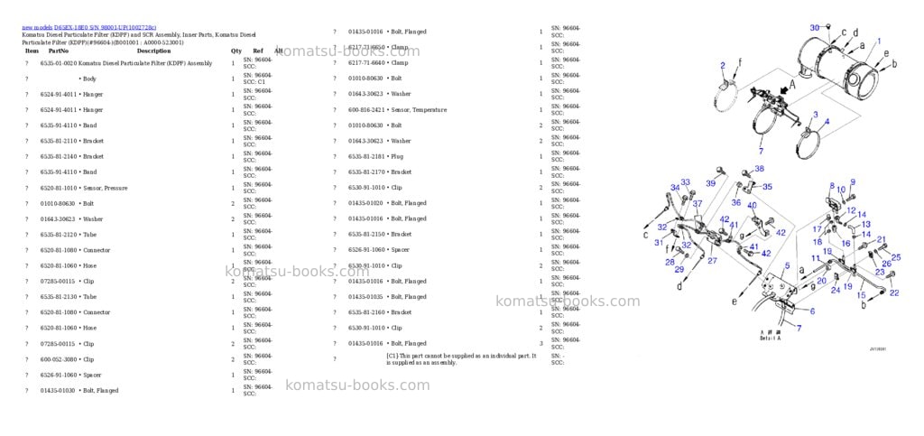 Komatsu D65EX-18E0 S/N 98001-UP Parts catalog cover