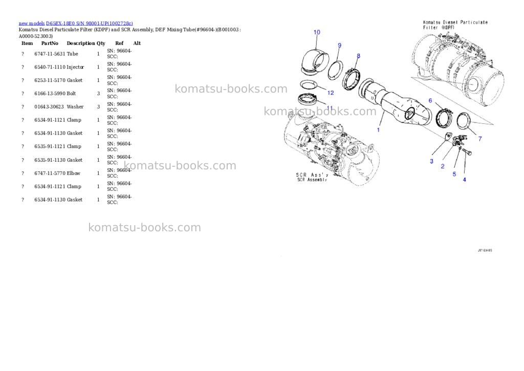 Komatsu D65EX-18E0 S/N 98001-UP Parts catalog cover Page 3