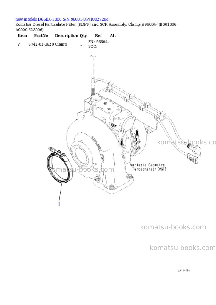 Komatsu D65EX-18E0 S/N 98001-UP Parts catalog cover Page 6