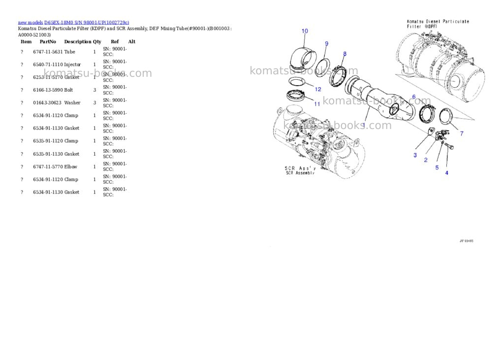 Komatsu D65EX-18M0 S/N 98001-UP Parts catalog cover Page 3 Komatsu D65EX-18M0 S/N 98001-UP Parts catalog cover Page 3