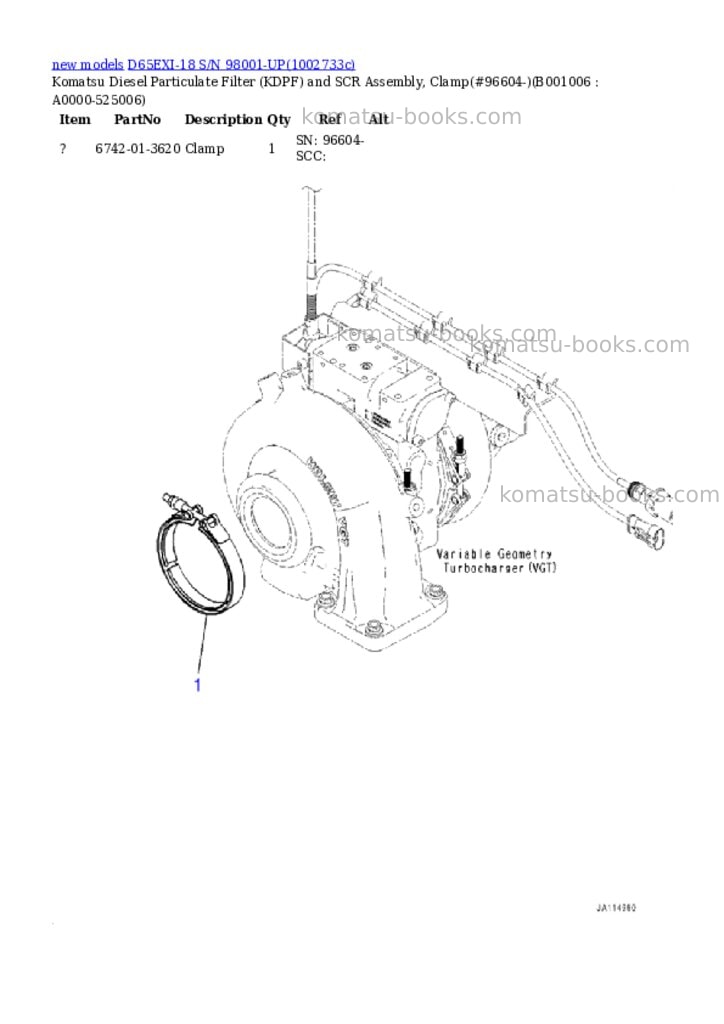 Komatsu D65EXI-18 S/N 98001-UP Parts catalog cover Page 6 Komatsu D65EXI-18 S/N 98001-UP Parts catalog cover Page 6