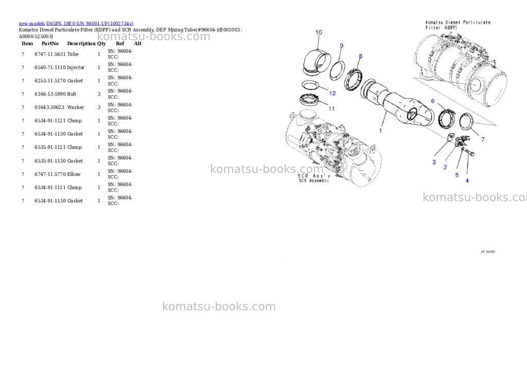 Komatsu D65PX-18E0 S/N 98001-UP Parts catalog cover Page 3 Komatsu D65PX-18E0 S/N 98001-UP Parts catalog cover Page 3