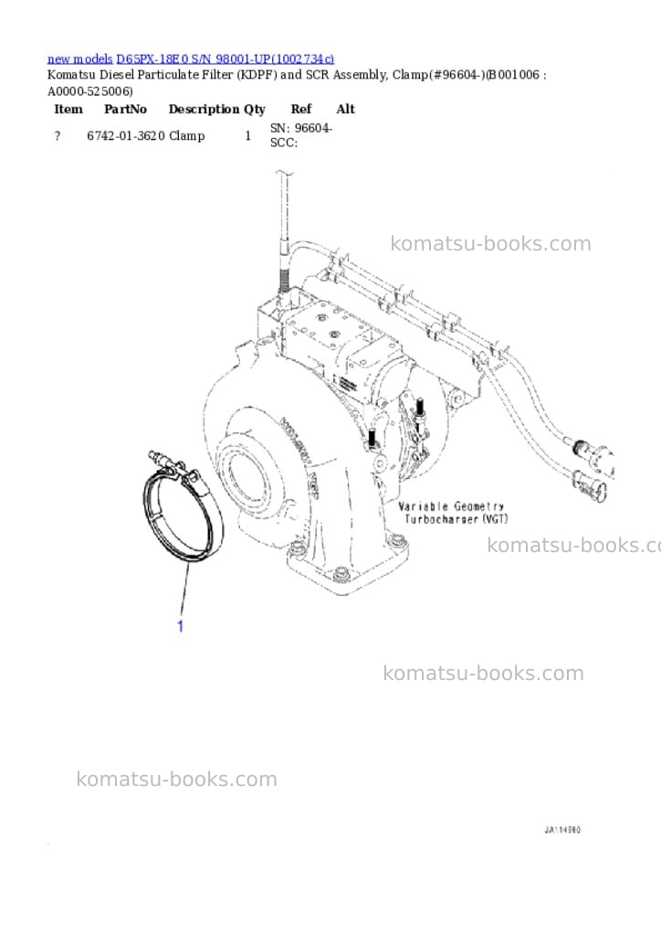 Komatsu D65PX-18E0 S/N 98001-UP Parts catalog cover Page 6 Komatsu D65PX-18E0 S/N 98001-UP Parts catalog cover Page 6