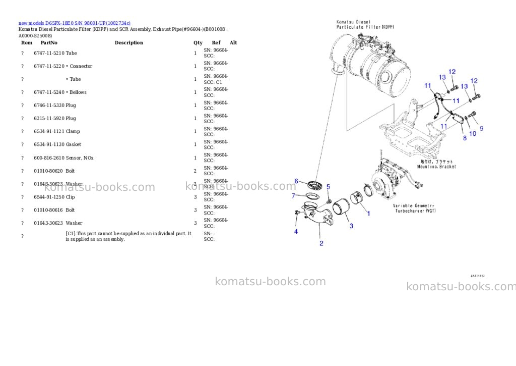 Komatsu D65PX-18E0 S/N 98001-UP Parts catalog cover Page 8 Komatsu D65PX-18E0 S/N 98001-UP Parts catalog cover Page 8