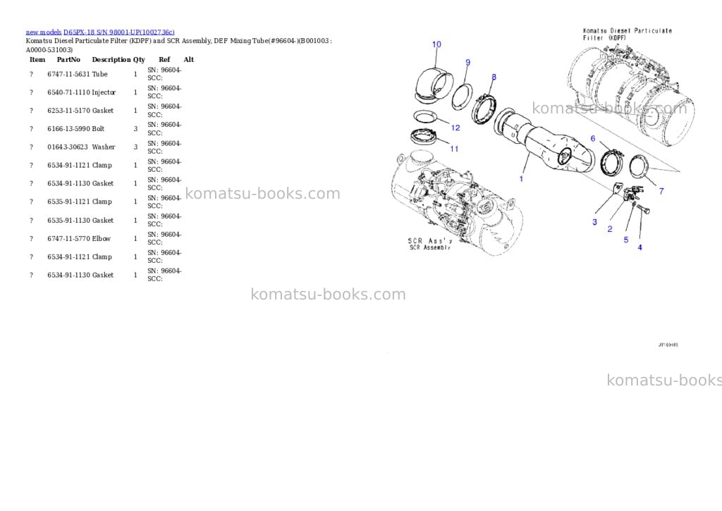 Komatsu D65PX-18 S/N 98001-UP Parts catalog cover Page 3 Komatsu D65PX-18 S/N 98001-UP Parts catalog cover Page 3