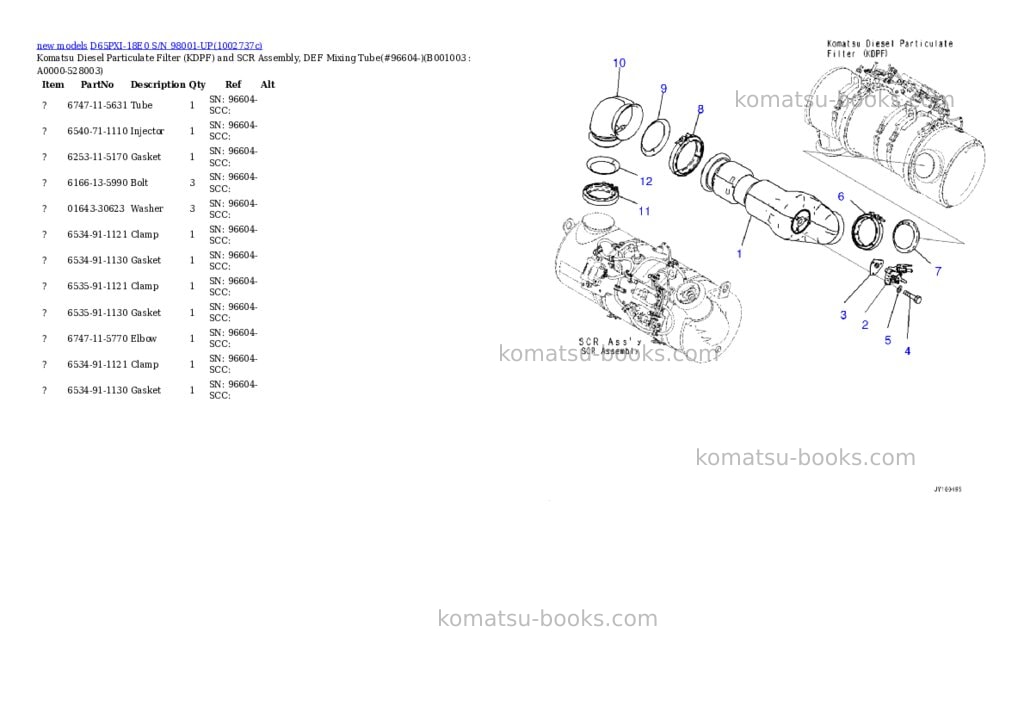 Komatsu D65PXI-18E0 S/N 98001-UP Parts catalog cover Page 3 Komatsu D65PXI-18E0 S/N 98001-UP Parts catalog cover Page 3