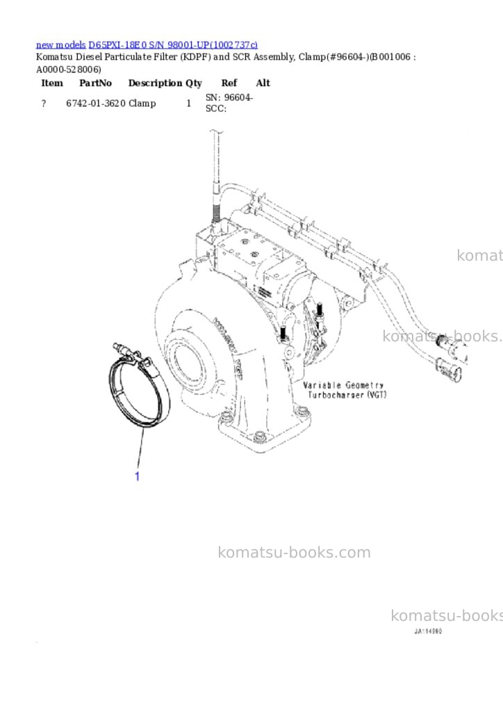 Komatsu D65PXI-18E0 S/N 98001-UP Parts catalog cover Page 6 Komatsu D65PXI-18E0 S/N 98001-UP Parts catalog cover Page 6