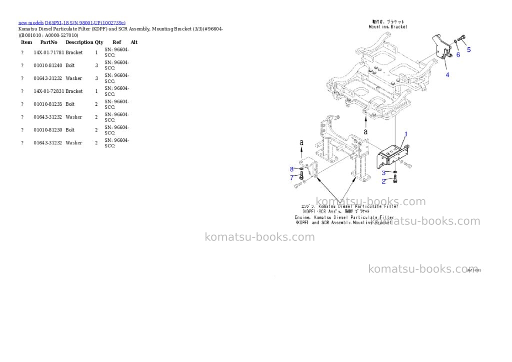 Komatsu D65PXI-18 S/N 98001-UP Parts catalog cover Page 10 Komatsu D65PXI-18 S/N 98001-UP Parts catalog cover Page 10