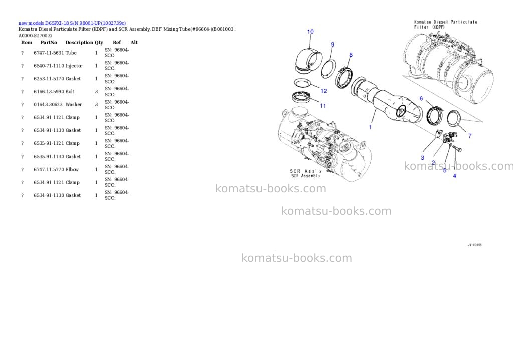 Komatsu D65PXI-18 S/N 98001-UP Parts catalog cover Page 3 Komatsu D65PXI-18 S/N 98001-UP Parts catalog cover Page 3