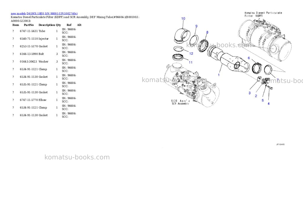 Komatsu D65WX-18E0 S/N 98001-UP Parts catalog cover Page 3