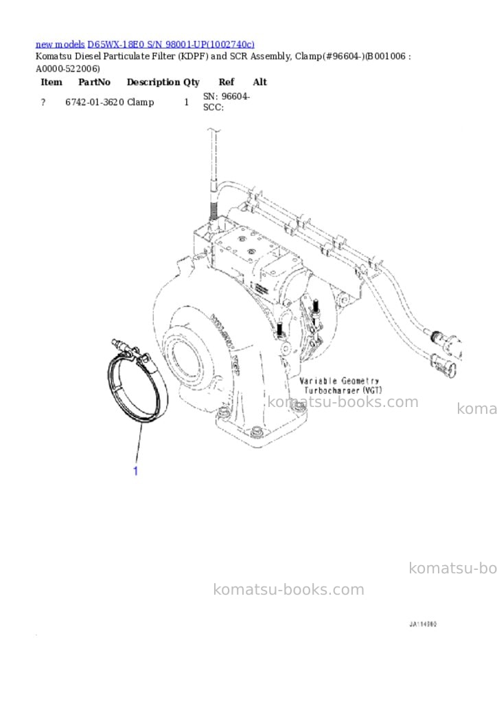 Komatsu D65WX-18E0 S/N 98001-UP Parts catalog cover Page 6
