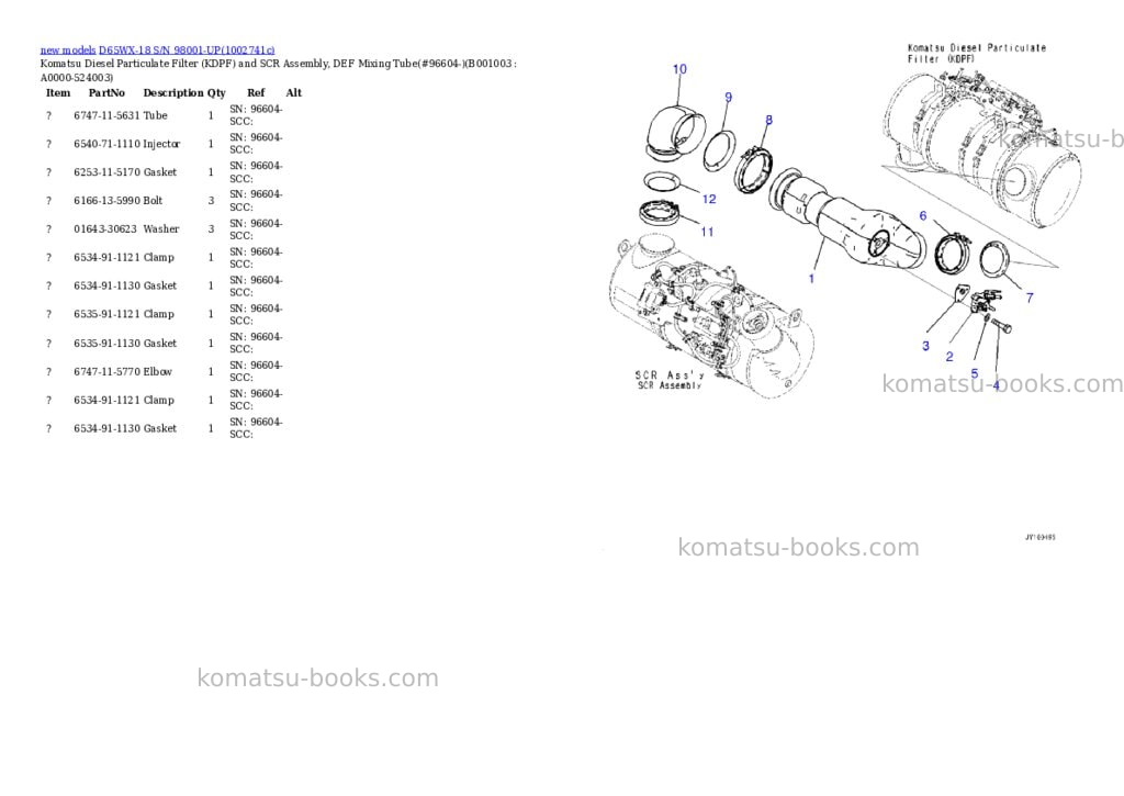 Komatsu D65WX-18 S/N 98001-UP Parts catalog cover Page 3