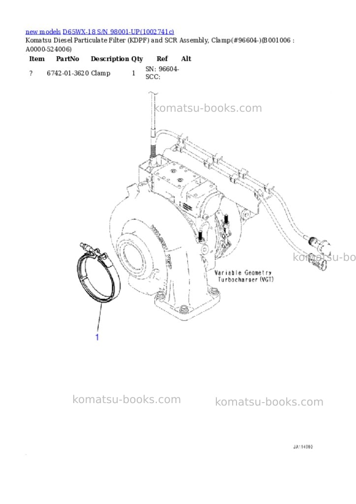 Komatsu D65WX-18 S/N 98001-UP Parts catalog cover Page 6