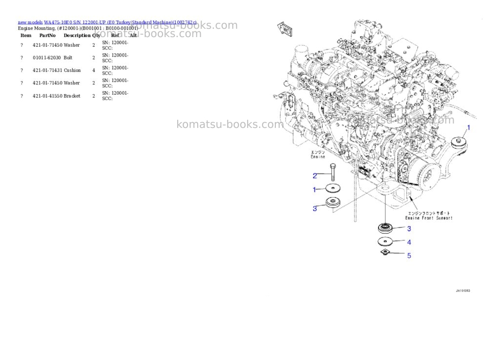 Komatsu WA475-10E0 S/N 122001-UP (E0 Turkey Standard Machine) Parts catalog cover