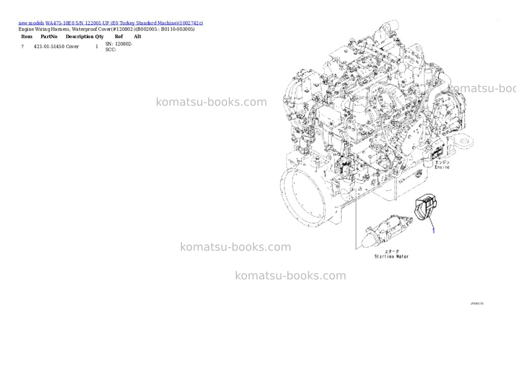 Komatsu WA475-10E0 S/N 122001-UP (E0 Turkey Standard Machine) Parts catalog cover Page 6