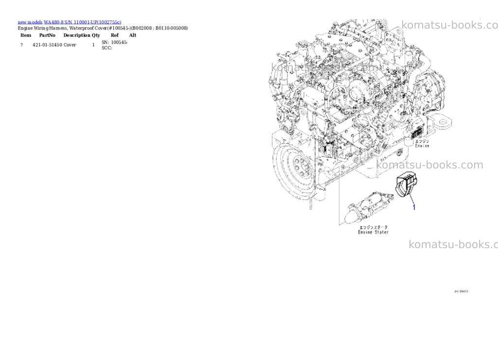 Komatsu WA480-8 S/N 110001-UP Parts catalog cover Page 9 Komatsu WA480-8 S/N 110001-UP Parts catalog cover Page 9