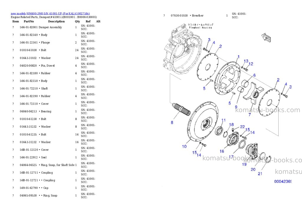 Komatsu HM400-3M0 S/N 41001-UP (For KAL) Parts catalog cover Komatsu HM400-3M0 S/N 41001-UP (For KAL) Parts catalog cover