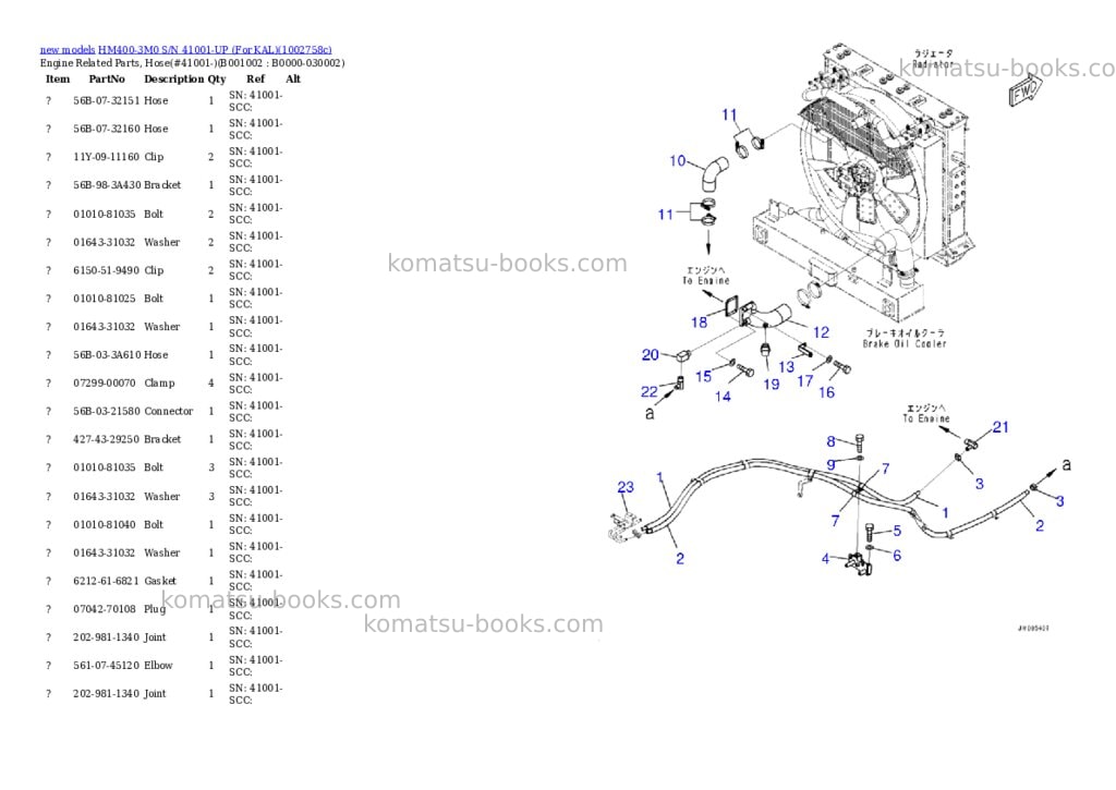 Komatsu HM400-3M0 S/N 41001-UP (For KAL) Parts catalog cover Page 2 Komatsu HM400-3M0 S/N 41001-UP (For KAL) Parts catalog cover Page 2