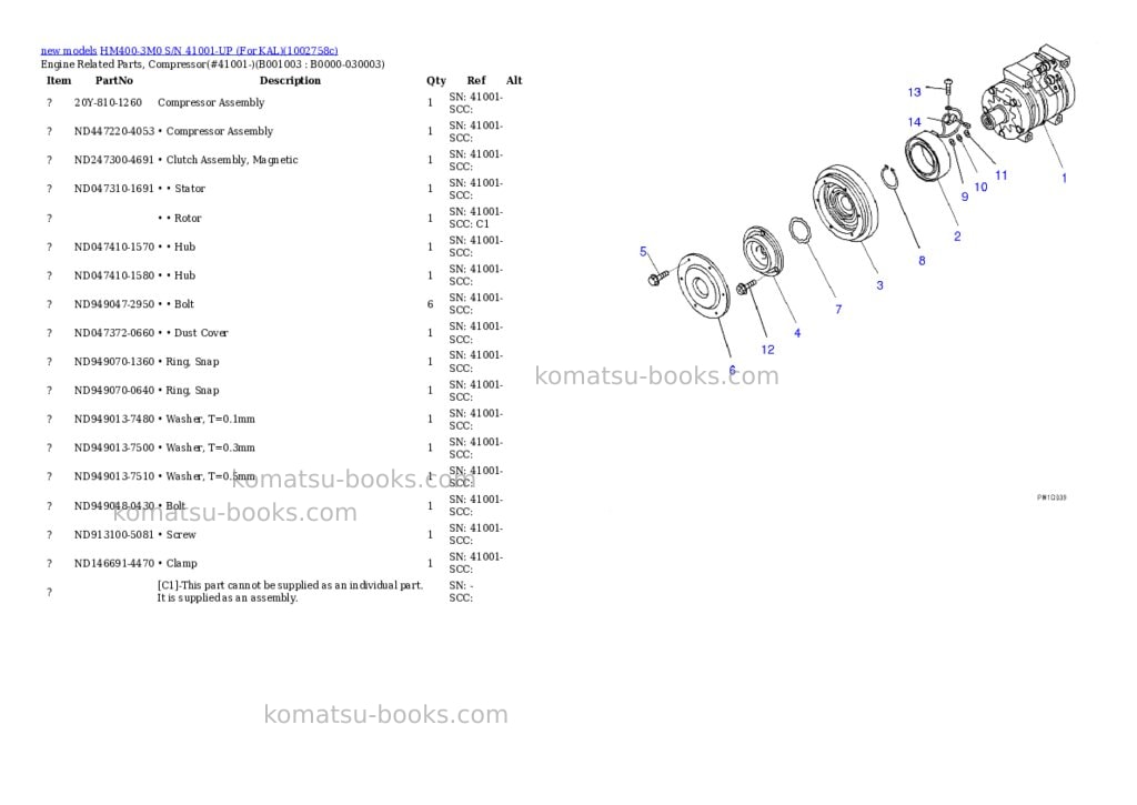 Komatsu HM400-3M0 S/N 41001-UP (For KAL) Parts catalog cover Page 3 Komatsu HM400-3M0 S/N 41001-UP (For KAL) Parts catalog cover Page 3