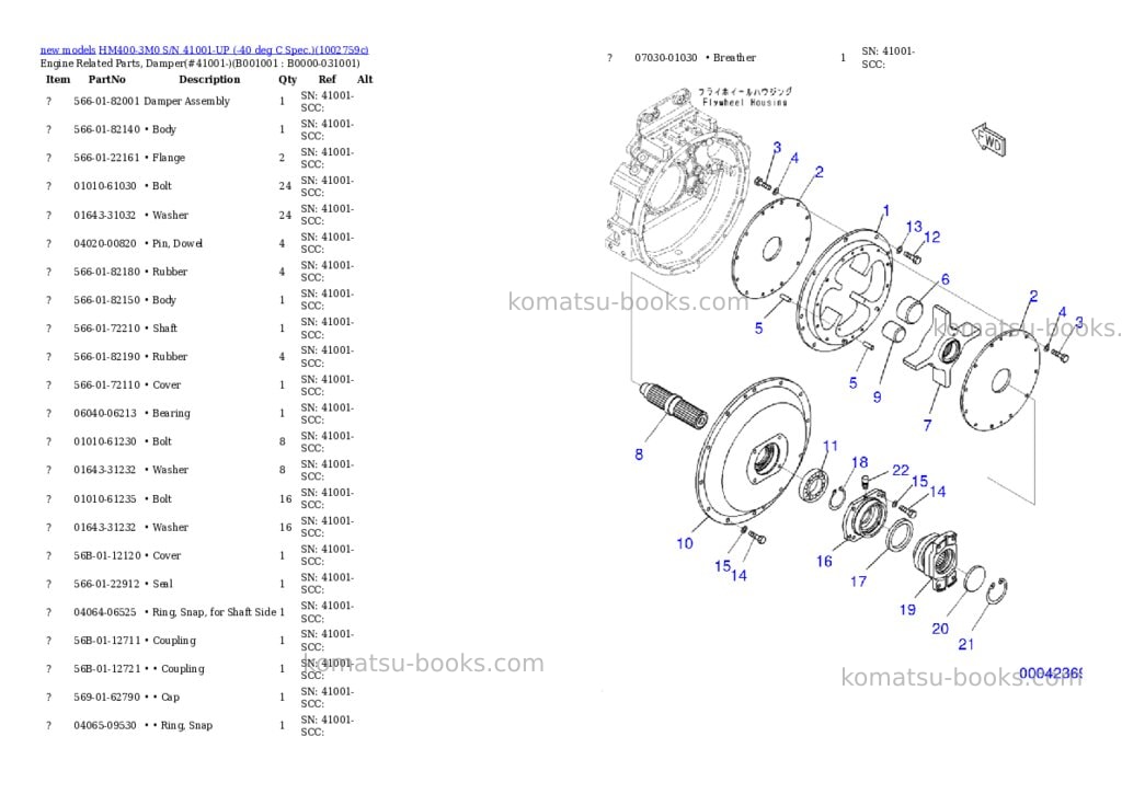 Komatsu HM400-3M0 S/N 41001-UP (-40 deg C Spec.) Parts catalog cover Komatsu HM400-3M0 S/N 41001-UP (-40 deg C Spec.) Parts catalog cover