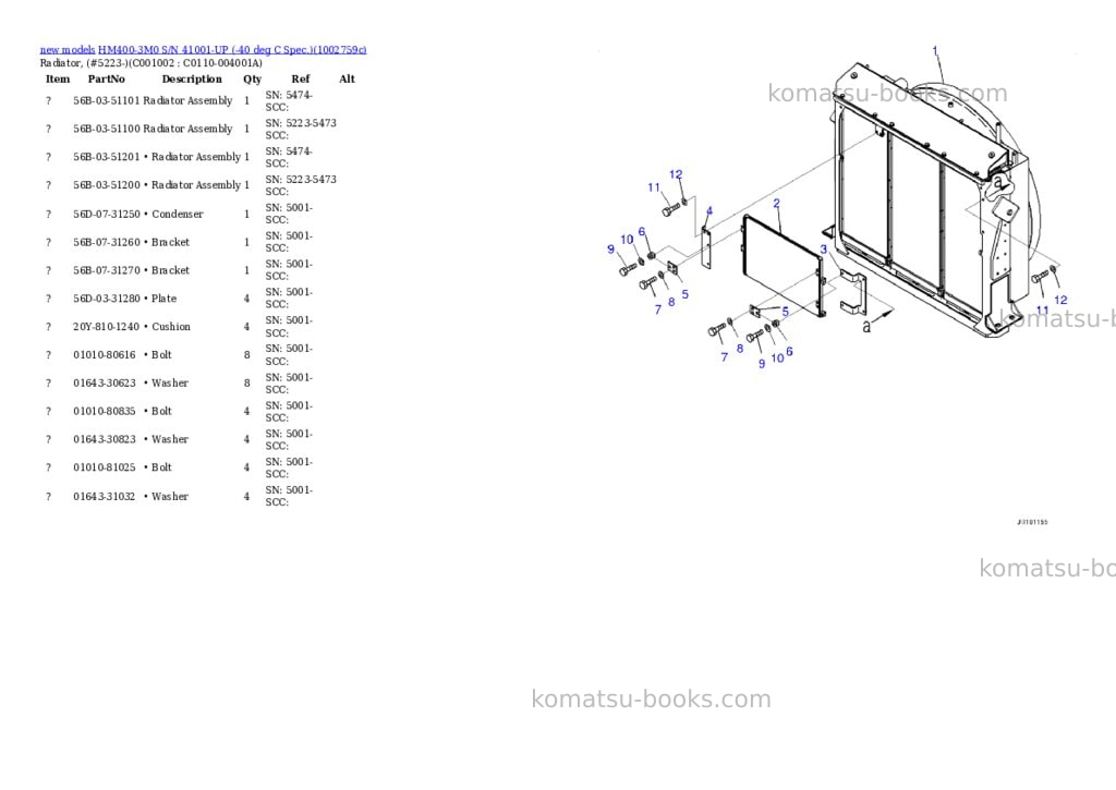 Komatsu HM400-3M0 S/N 41001-UP (-40 deg C Spec.) Parts catalog cover Page 10 Komatsu HM400-3M0 S/N 41001-UP (-40 deg C Spec.) Parts catalog cover Page 10