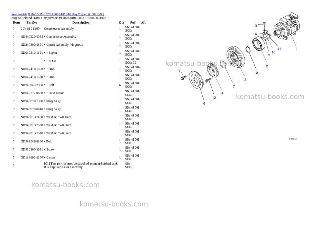 Komatsu HM400-3M0 S/N 41001-UP (-40 deg C Spec.) Parts catalog cover Page 3 Komatsu HM400-3M0 S/N 41001-UP (-40 deg C Spec.) Parts catalog cover Page 3