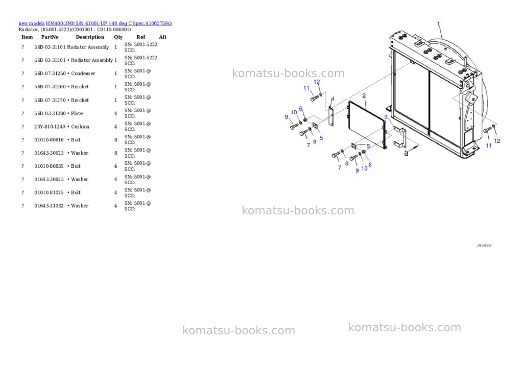 Komatsu HM400-3M0 S/N 41001-UP (-40 deg C Spec.) Parts catalog cover Page 9 Komatsu HM400-3M0 S/N 41001-UP (-40 deg C Spec.) Parts catalog cover Page 9