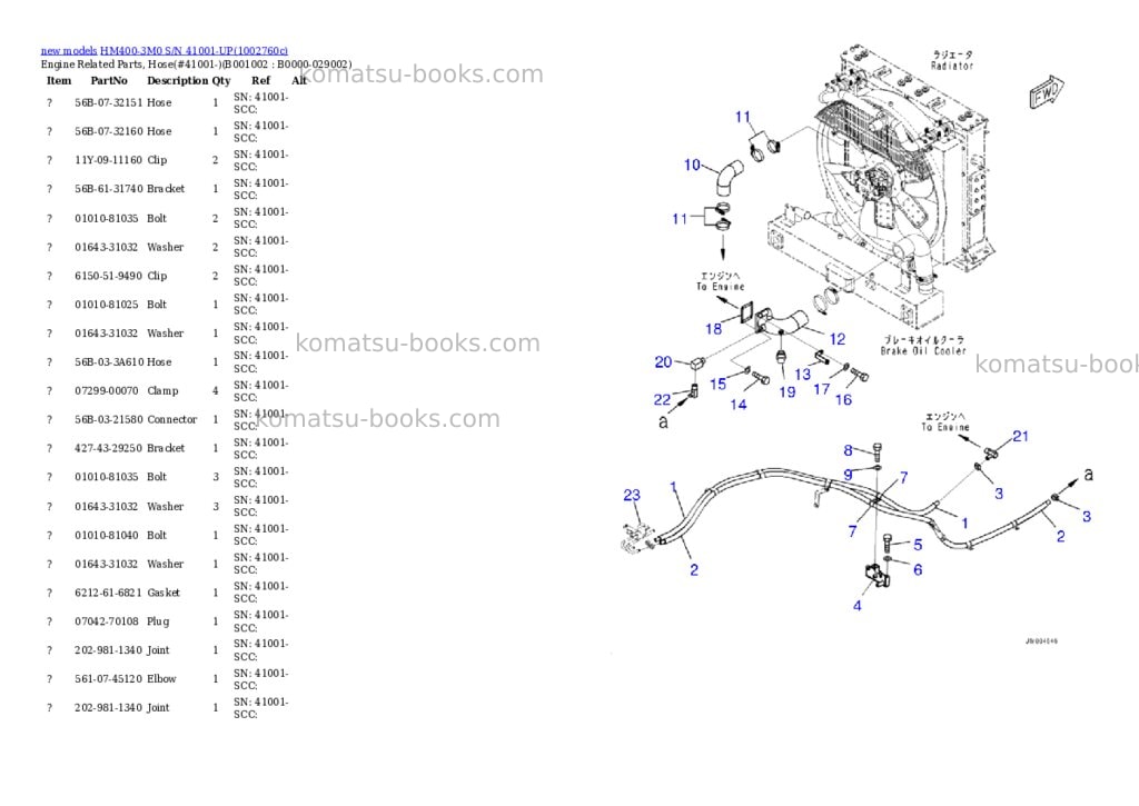 Komatsu HM400-3M0 S/N 41001-UP Parts catalog cover Page 2 Komatsu HM400-3M0 S/N 41001-UP Parts catalog cover Page 2