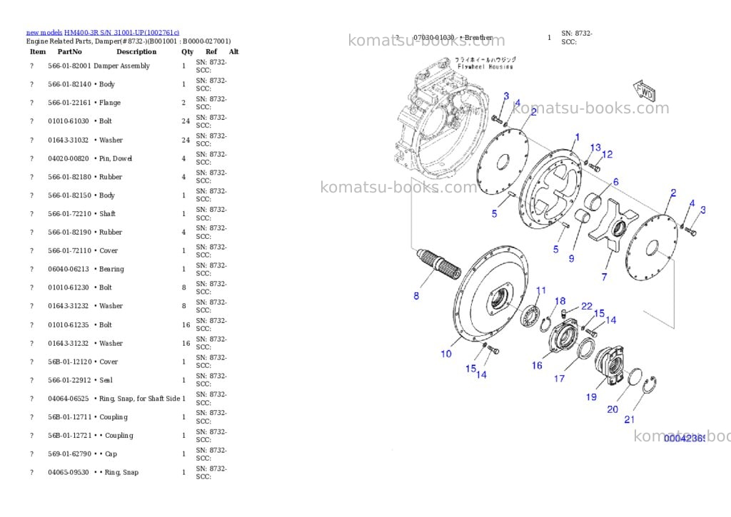 Komatsu HM400-3R S/N 31001-UP Parts catalog cover Komatsu HM400-3R S/N 31001-UP Parts catalog cover