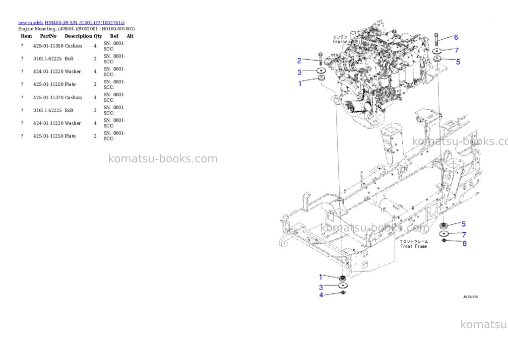 Komatsu HM400-3R S/N 31001-UP Parts catalog cover Page 6 Komatsu HM400-3R S/N 31001-UP Parts catalog cover Page 6