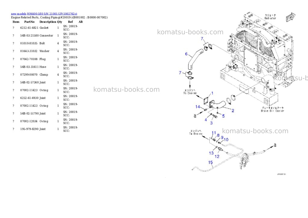 Komatsu HM400-5E0 S/N 21001-UP Parts catalog cover Page 2 Komatsu HM400-5E0 S/N 21001-UP Parts catalog cover Page 2
