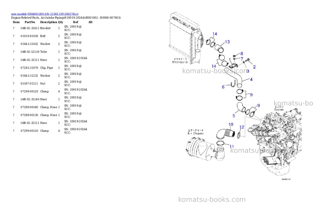 Komatsu HM400-5E0 S/N 21001-UP Parts catalog cover Page 3 Komatsu HM400-5E0 S/N 21001-UP Parts catalog cover Page 3