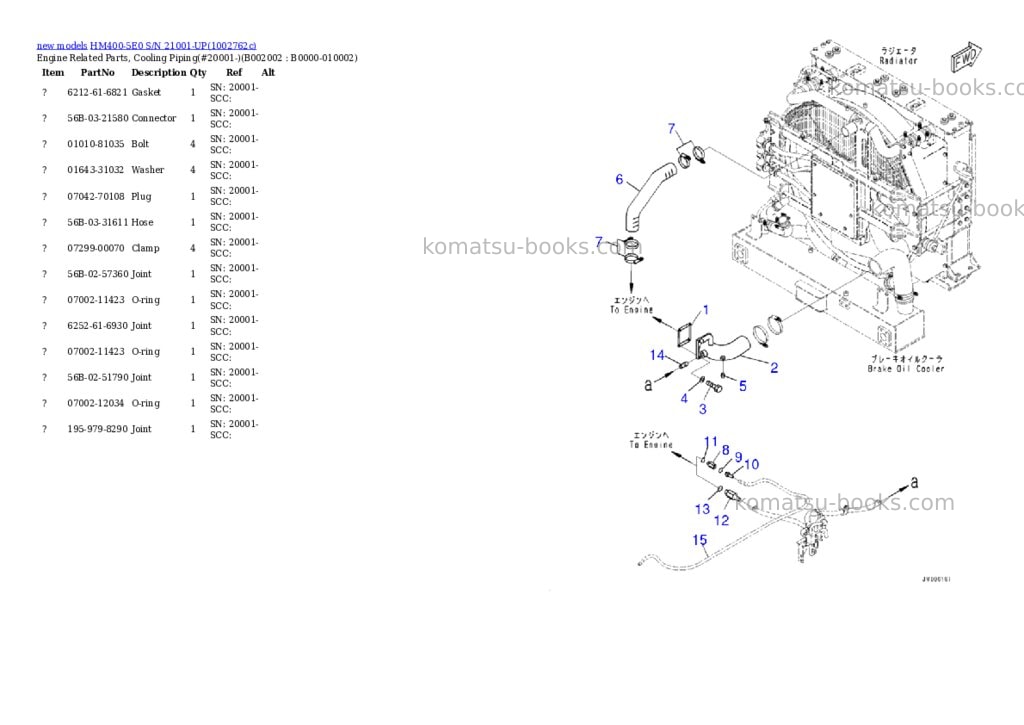 Komatsu HM400-5E0 S/N 21001-UP Parts catalog cover Page 7 Komatsu HM400-5E0 S/N 21001-UP Parts catalog cover Page 7