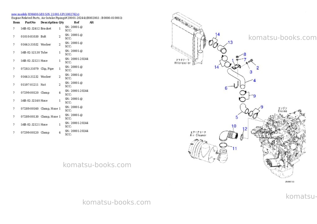 Komatsu HM400-5E0 S/N 21001-UP Parts catalog cover Page 8 Komatsu HM400-5E0 S/N 21001-UP Parts catalog cover Page 8