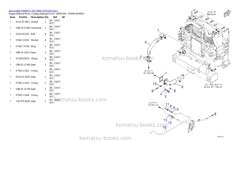 Komatsu HM400-5 S/N 14001-UP Parts catalog cover Page 2 Komatsu HM400-5 S/N 14001-UP Parts catalog cover Page 2