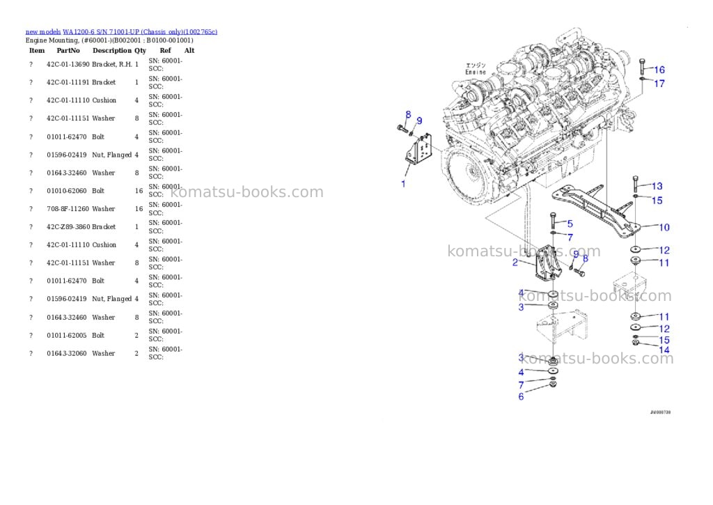 Komatsu WA1200-6 S/N 71001-UP (Chassis only) Parts catalog cover Page 10