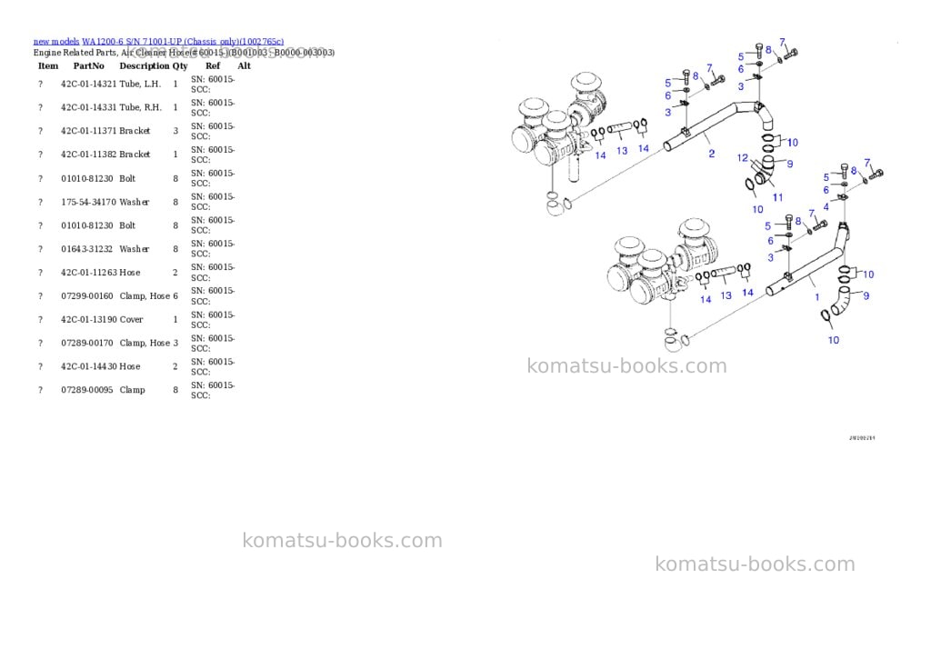 Komatsu WA1200-6 S/N 71001-UP (Chassis only) Parts catalog cover Page 3