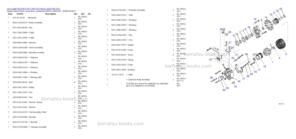 Komatsu WA1200-6 S/N 71001-UP (Chassis only) Parts catalog cover Page 7