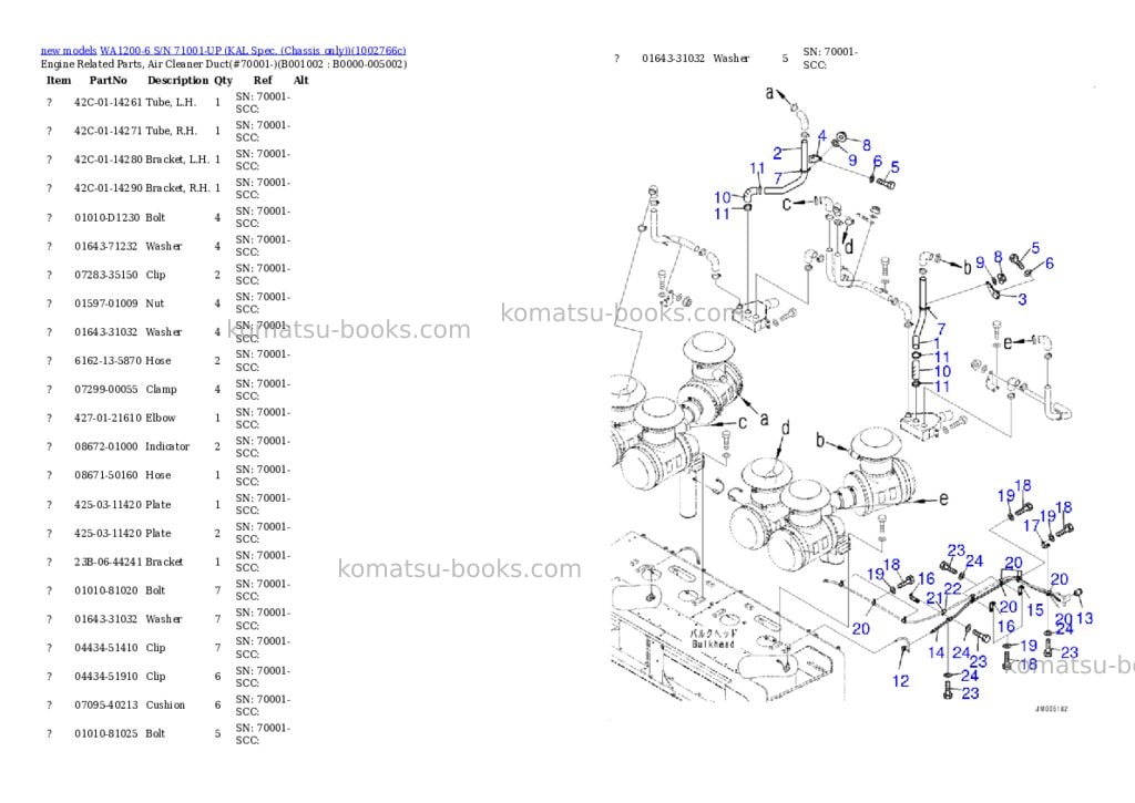 Komatsu WA1200-6 S/N 71001-UP (KAL Spec. (Chassis only)) Parts catalog cover