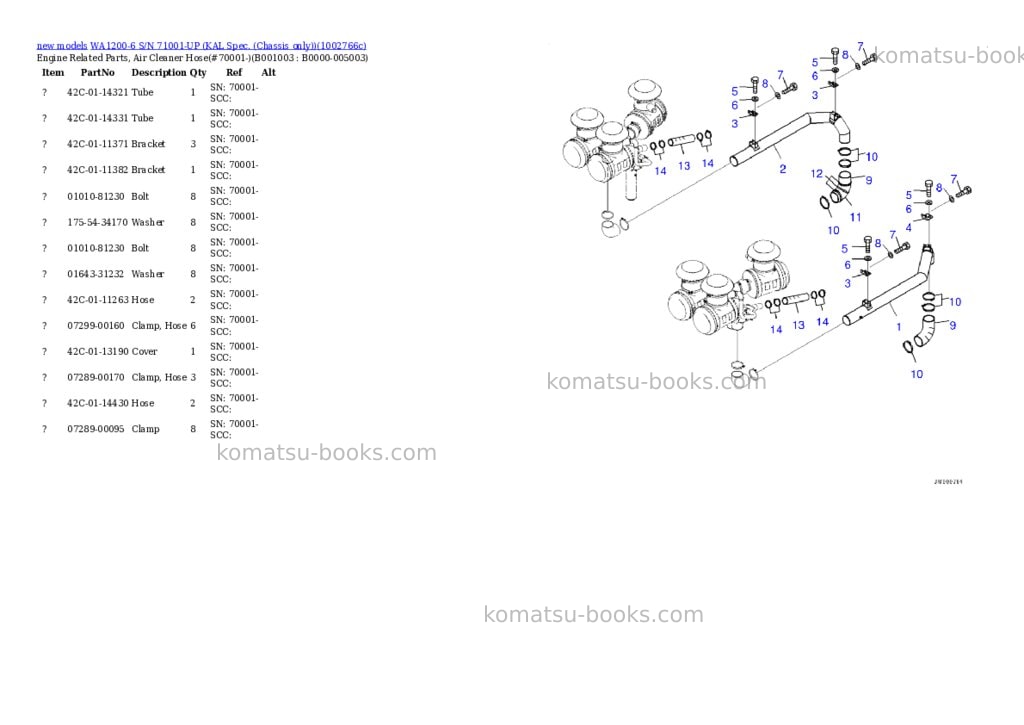 Komatsu WA1200-6 S/N 71001-UP (KAL Spec. (Chassis only)) Parts catalog cover Page 2