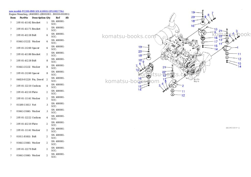Komatsu PC200-8M0 S/N 410001-UP Parts catalog cover Komatsu PC200-8M0 S/N 410001-UP Parts catalog cover