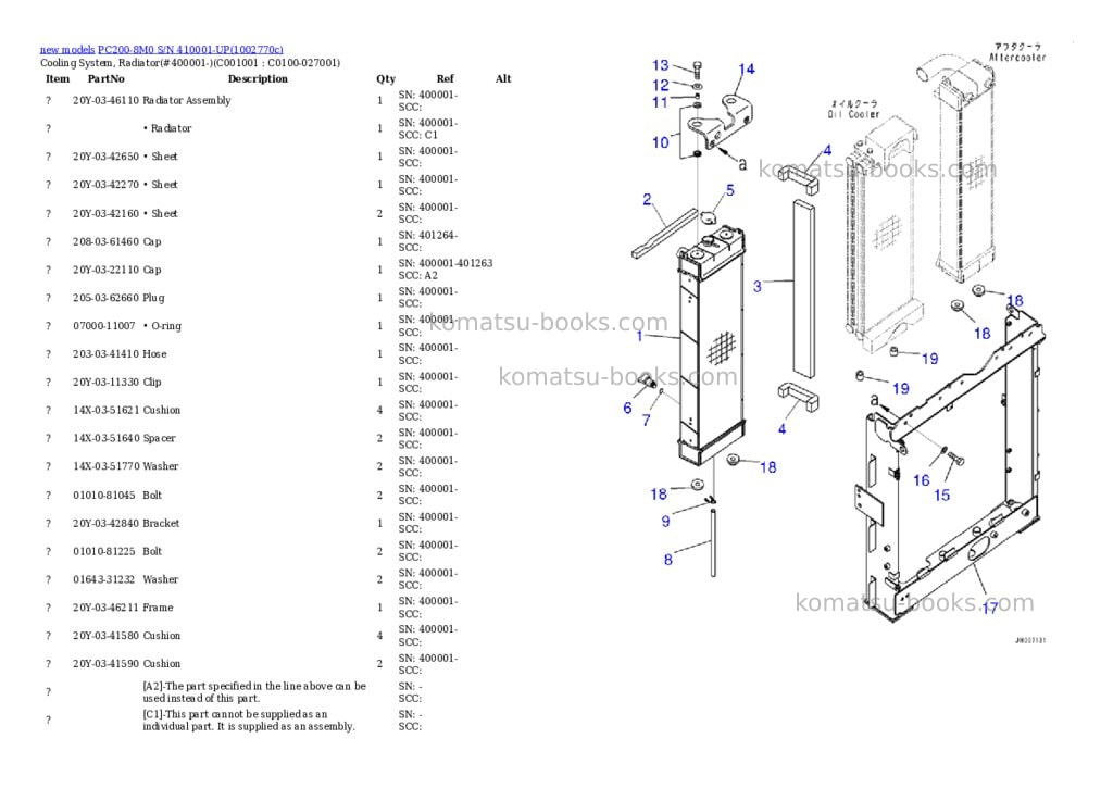 Komatsu PC200-8M0 S/N 410001-UP Parts catalog cover Page 3 Komatsu PC200-8M0 S/N 410001-UP Parts catalog cover Page 3
