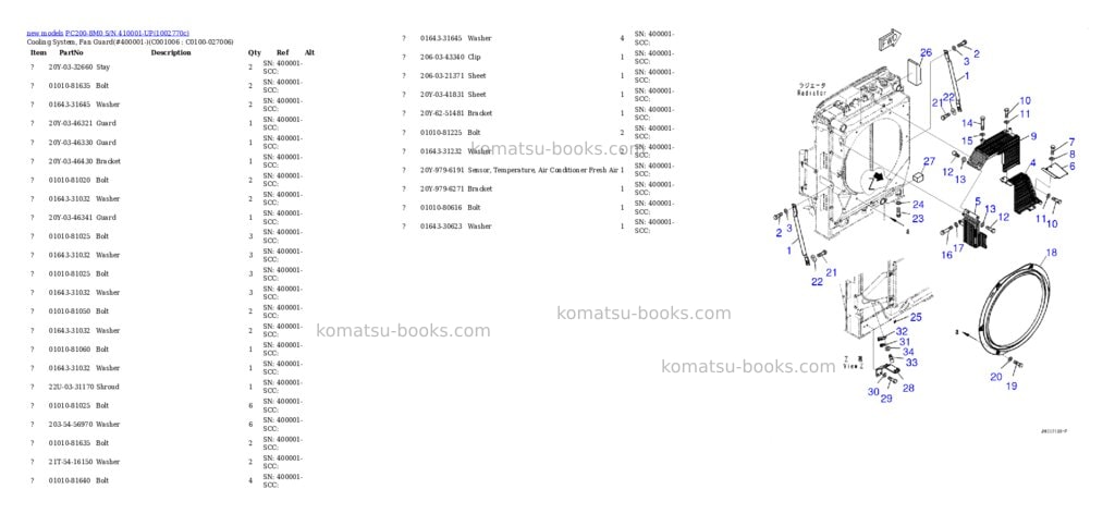 Komatsu PC200-8M0 S/N 410001-UP Parts catalog cover Page 8 Komatsu PC200-8M0 S/N 410001-UP Parts catalog cover Page 8
