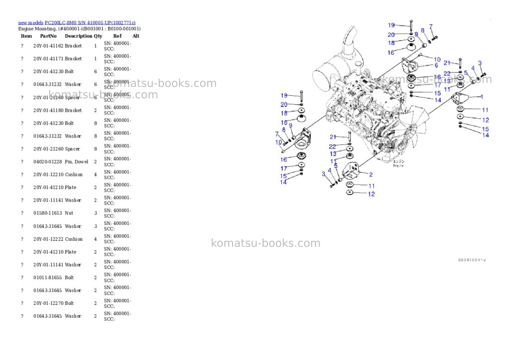 Komatsu PC200LC-8M0 S/N 410001-UP Parts catalog cover Komatsu PC200LC-8M0 S/N 410001-UP Parts catalog cover