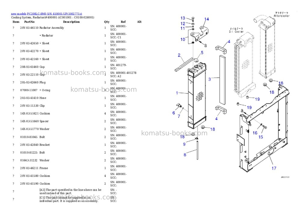 Komatsu PC200LC-8M0 S/N 410001-UP Parts catalog cover Page 3 Komatsu PC200LC-8M0 S/N 410001-UP Parts catalog cover Page 3