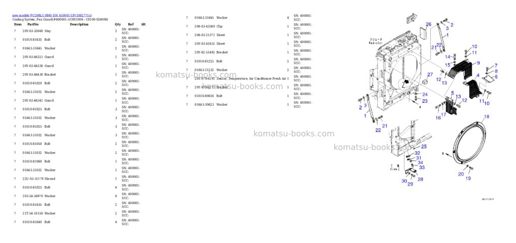 Komatsu PC200LC-8M0 S/N 410001-UP Parts catalog cover Page 8 Komatsu PC200LC-8M0 S/N 410001-UP Parts catalog cover Page 8