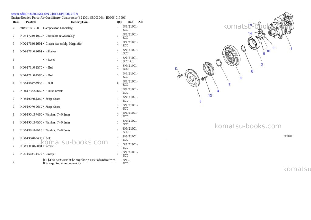 Komatsu HM300-5E0 S/N 21001-UP Parts catalog cover Page 4