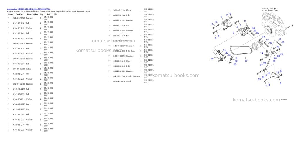 Komatsu HM300-5E0 S/N 21001-UP Parts catalog cover Page 5