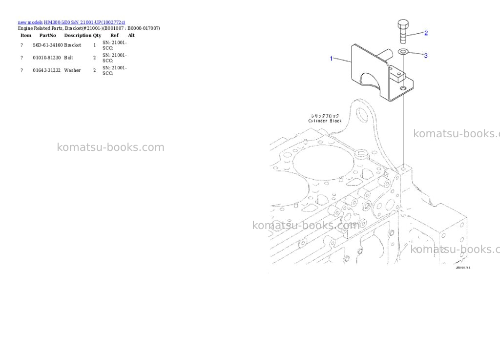 Komatsu HM300-5E0 S/N 21001-UP Parts catalog cover Page 7