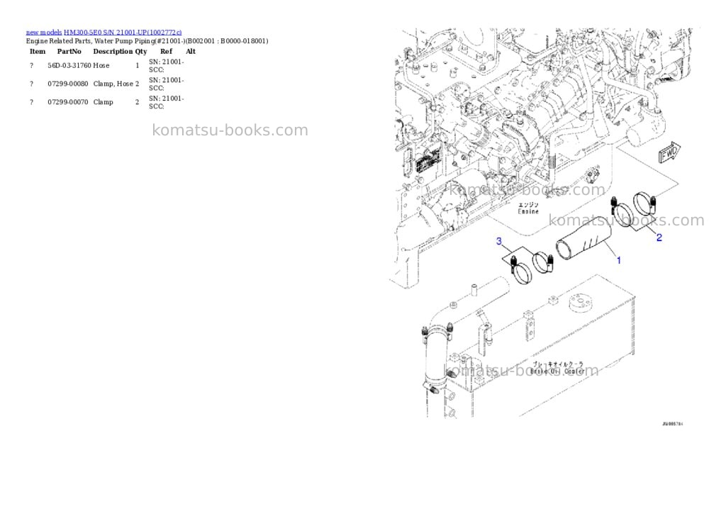 Komatsu HM300-5E0 S/N 21001-UP Parts catalog cover Page 8
